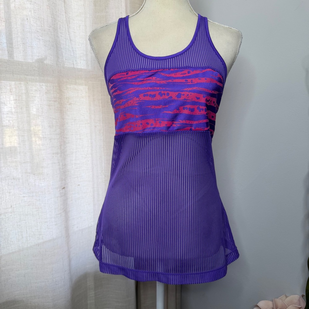 Vintage Nike Aqua Gear Mesh Tank Top Purple Pink Tiger Stripe Women's Size M